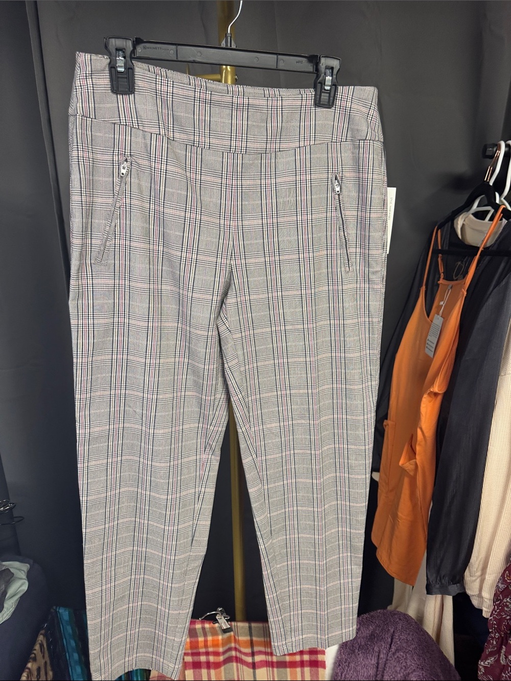Zac & Rachel Plaid Tailored Pants - Grey